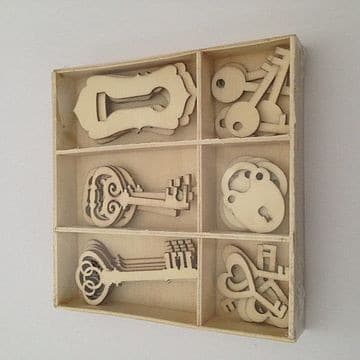 Wooden Ornament Box - CHAVES (30pc - 10,5x10,5cm)