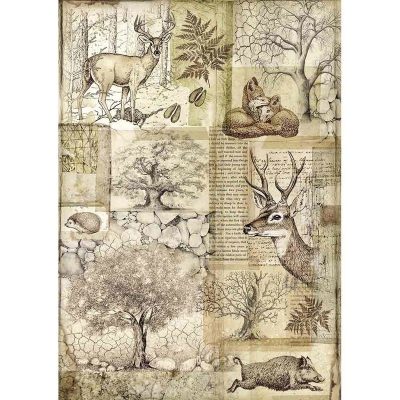 Stamperia Rice Paper A4 Deer and Wild Boar